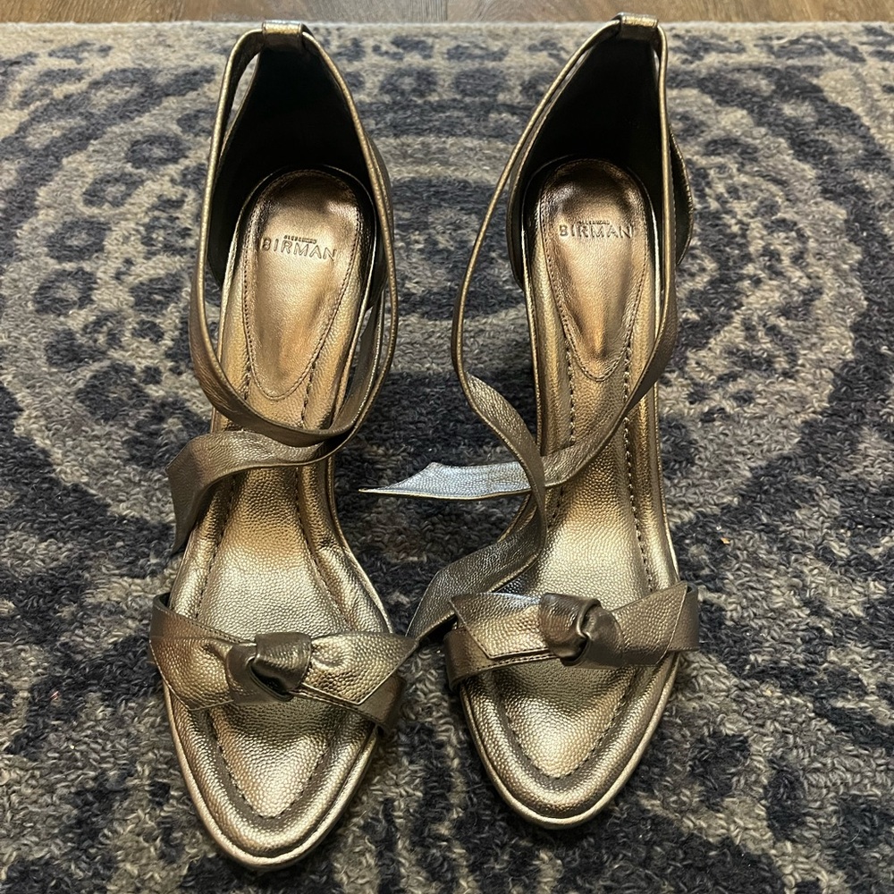 Alexandre Birman Clairita Bow Heels in Pewter, Size 39